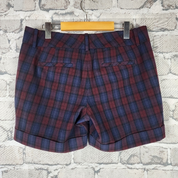 Calvin Klein Plaid Shorts Mid Rise Burgundy Navy Size 6 Clueless - Picture 5 of 16